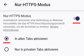 Fennec Nur-HTTPS-Mode aktivieren