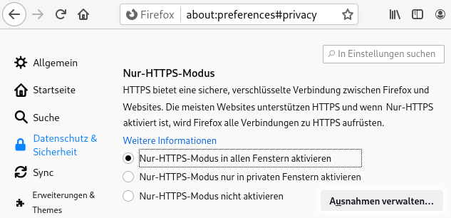 HTTPS-only mode aktivieren