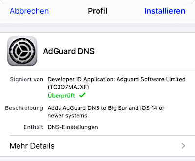 iPhone: DNS-over-TLS aktivieren, Schritt 2