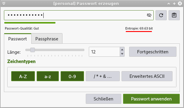 KeepassXC Passwortgenerator